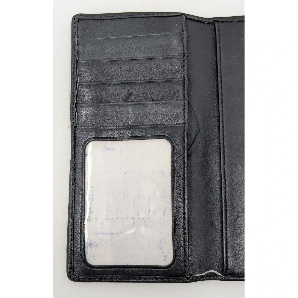 COACH Multi Card Wallet Checkbook Holder Black Leather